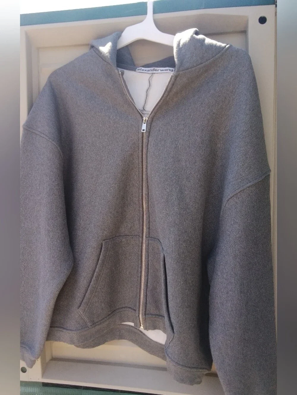 Alexander Wang Sweatshirt Unisex Puff Dense Glitter Runway Gray Full Zip $825